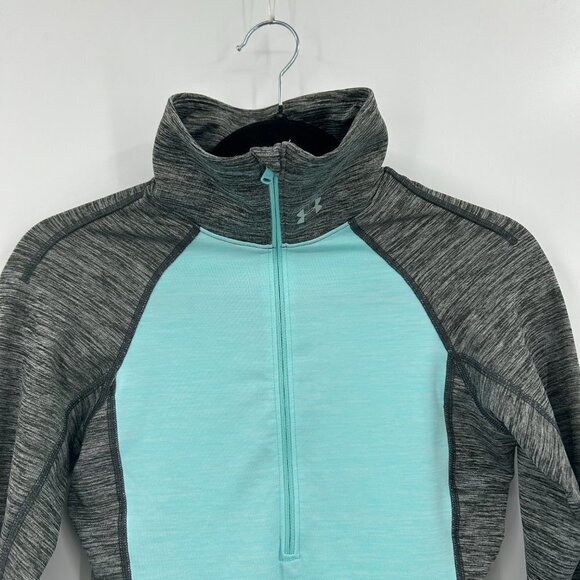 UNDER ARMOUR Gray Blue Half Zip High Neck Lightweight Athletic Workout Top XS - Picture 3 of 5